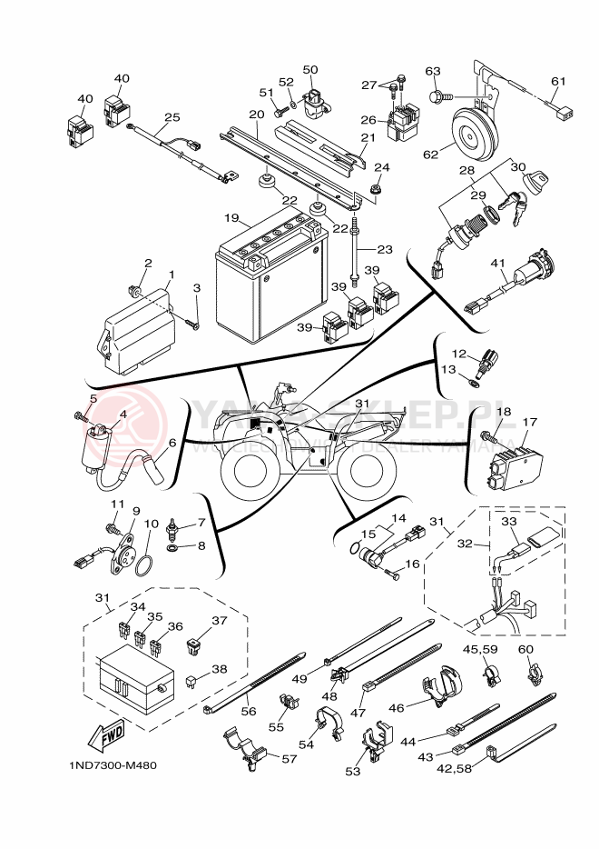 Schemat "układ elektryczny" do Yamaha YFM550DE