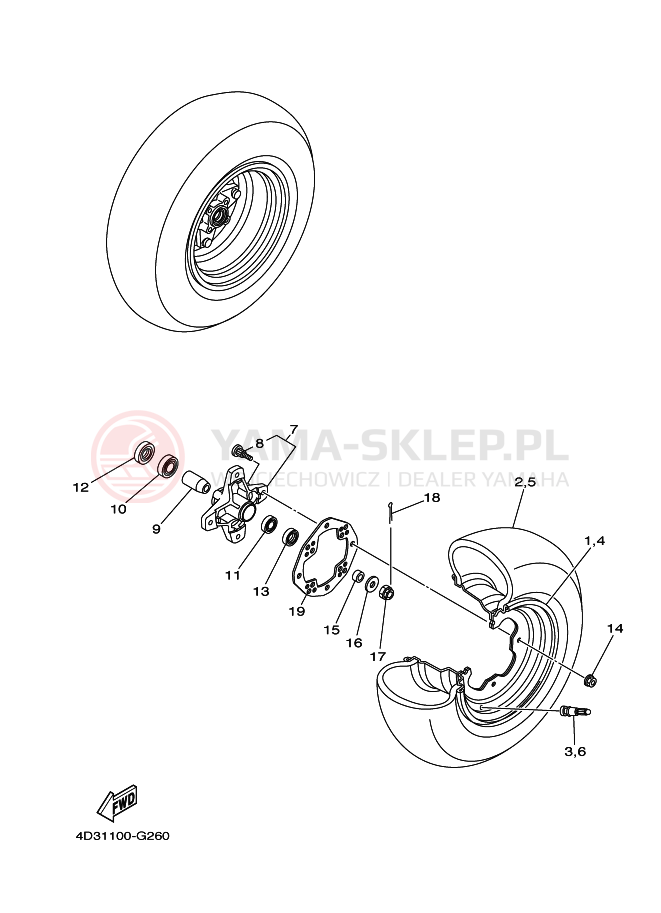 Schemat "Koło przód" do Yamaha YFM250R