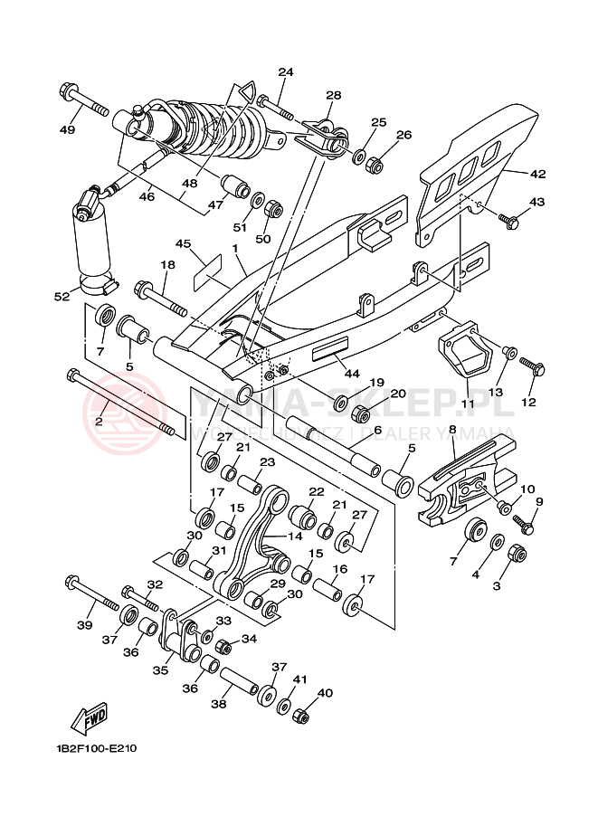 Schemat "wahacz, zawieszenie tył" do Yamaha TT-R125LWE