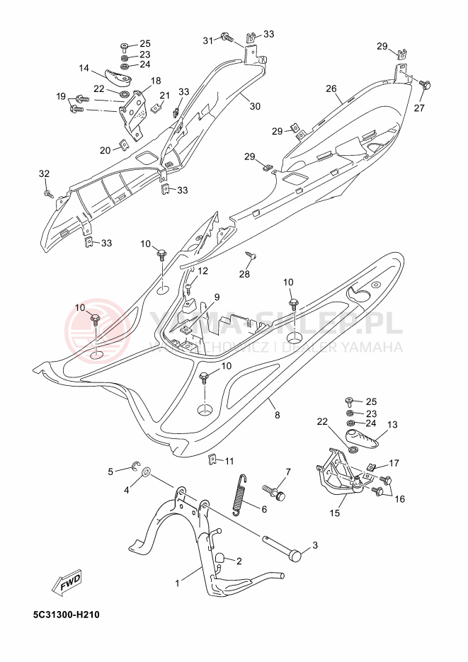 Schemat "Stopka postojowa i podnóżki" do Yamaha NEOS 50 4ST