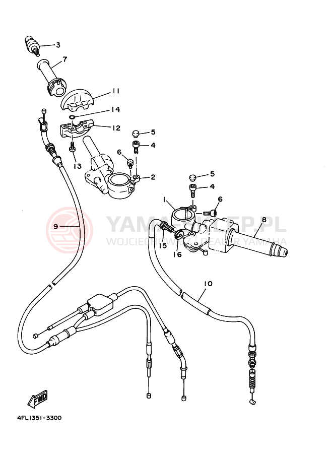 Schemat "Kierownica i osprzęt" do Yamaha TZR125