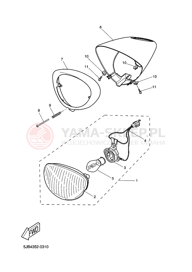 Schemat "Lampa przód" do Yamaha FLIPPER