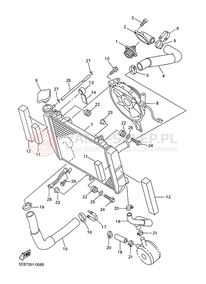 Schemat "Węże chłodnicy" do Yamaha YZF-R6 R6