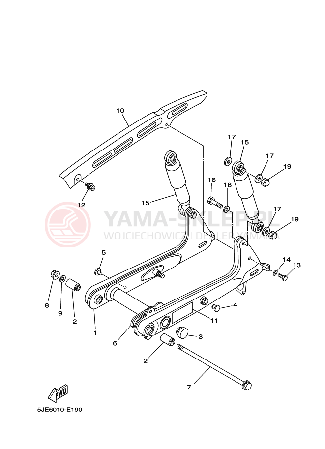Schemat "wahacz, zawieszenie tył" do Yamaha YB-1 YB1-4