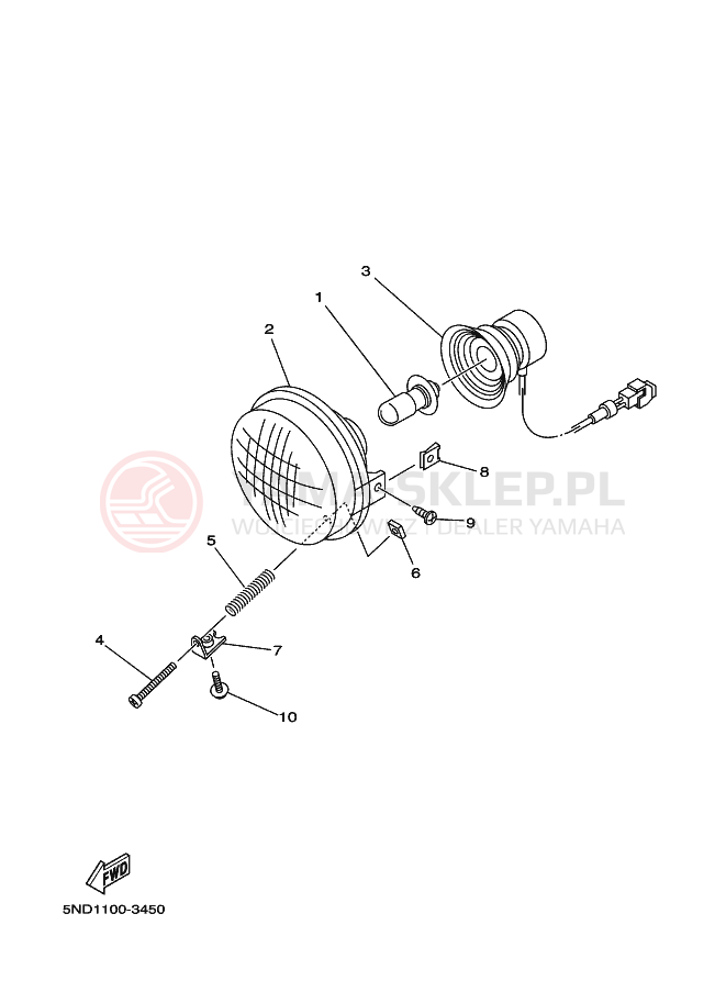 Schemat "Lampa przód" do Yamaha KODIAK 4WD