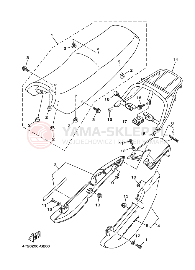 Schemat "siedzenie" do Yamaha YBR125E