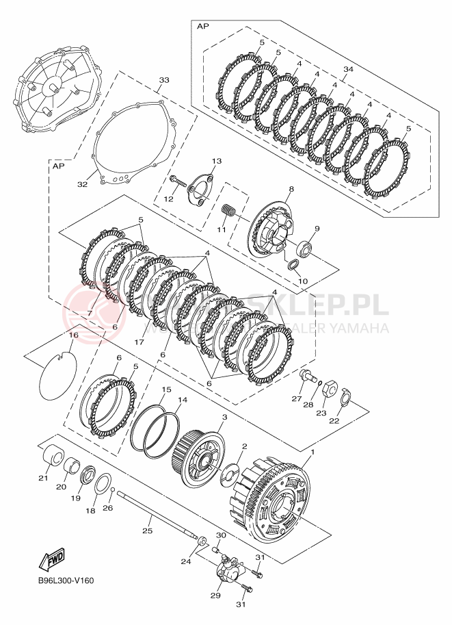 Schemat "sprzęgło" do Yamaha FJR1300AE