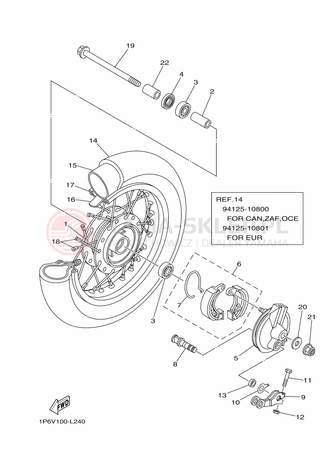 Schemat "Koło przód" do Yamaha TT-R50E