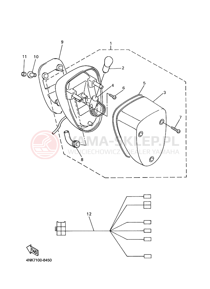 Schemat "Oświetlenie tył" do Yamaha XVZ13TF ROYALSTAR VENTURE