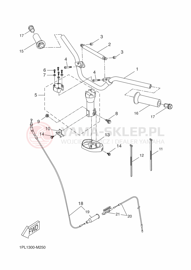 Schemat "Kierownica i osprzęt" do Yamaha AEROX NAKED