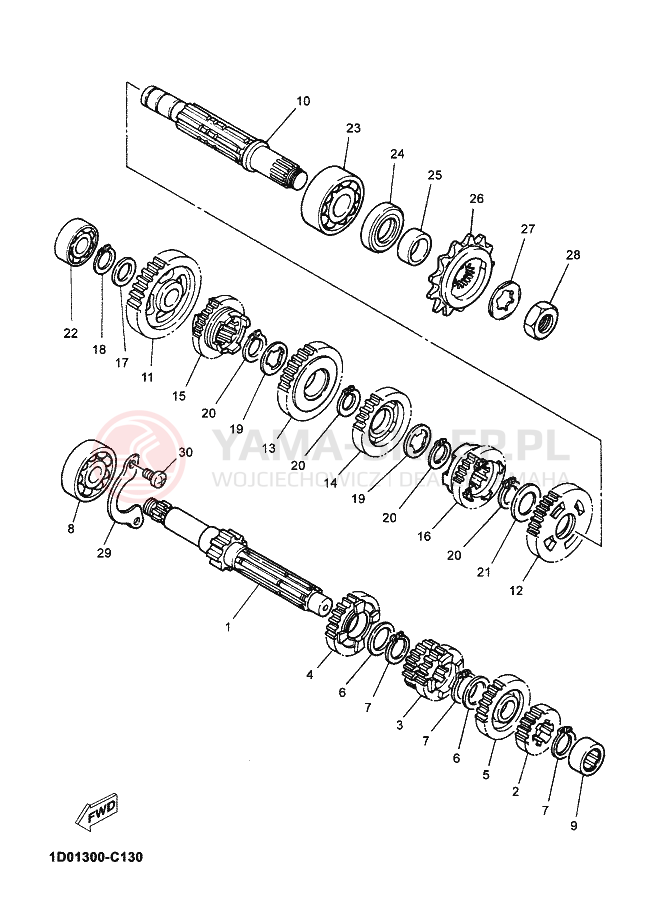 Schemat "Skrzynia biegów " do Yamaha DT125X DT 125 SM