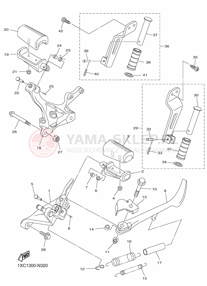 Schemat "Stopka postojowa i podnóżki" do Yamaha XV950