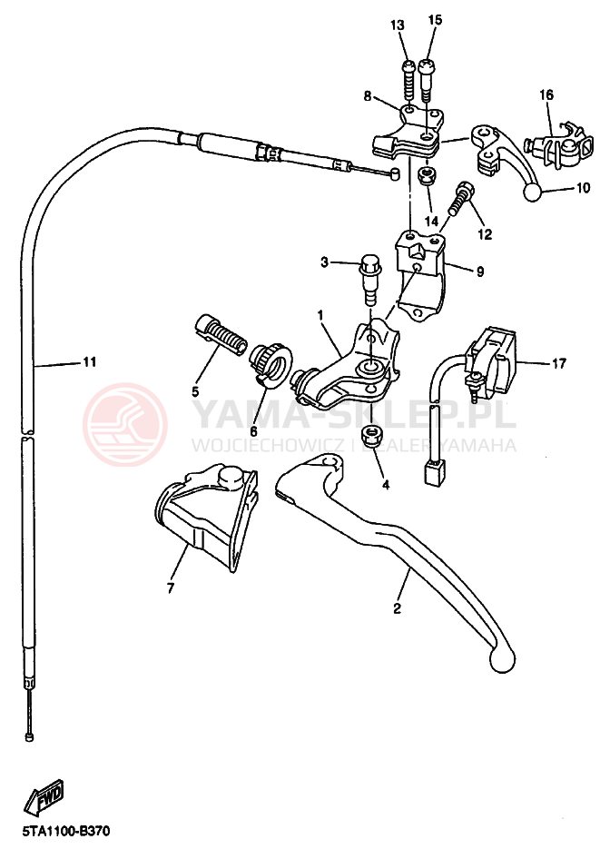 Schemat "Kierownica i osprzęt" do Yamaha YZ250F