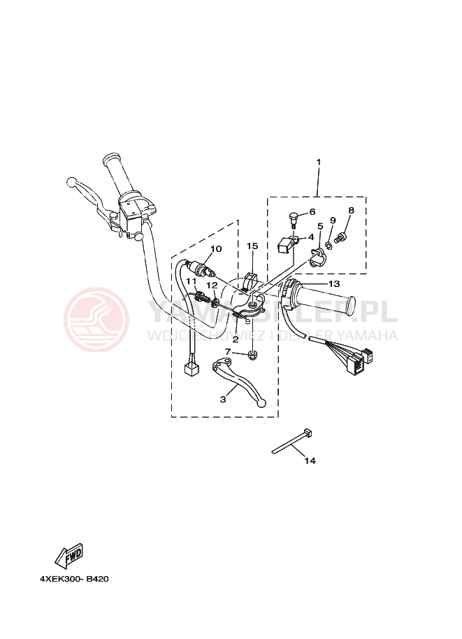 Schemat "Kierownica i osprzęt" do Yamaha BEAR TRACKER