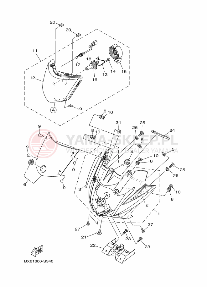 Schemat "Lampa przód" do Yamaha YC110D-4