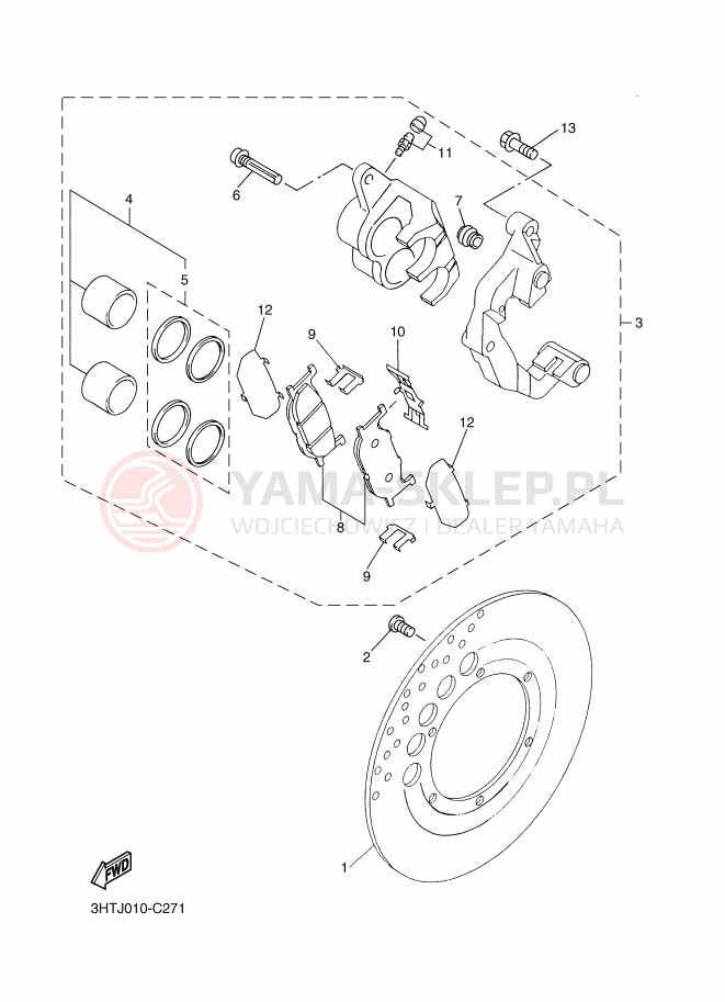 Schemat "Koło przód" do Yamaha SR400