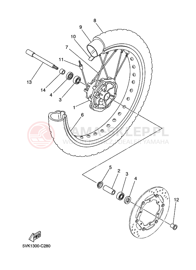 Schemat "Koło przód" do Yamaha XT660R