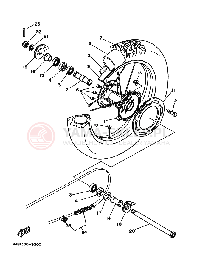 Schemat "Koło tył" do Yamaha DT125R