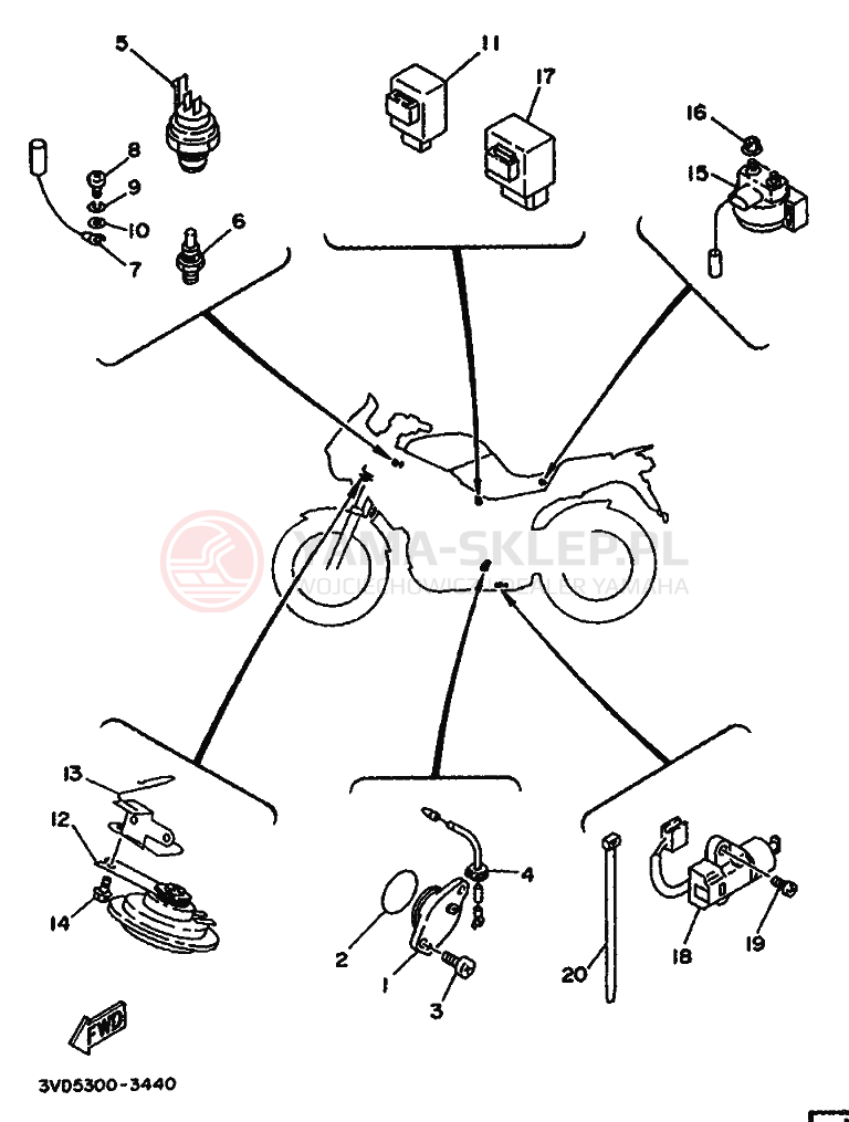 Schemat "układ elektryczny" do Yamaha TDM850