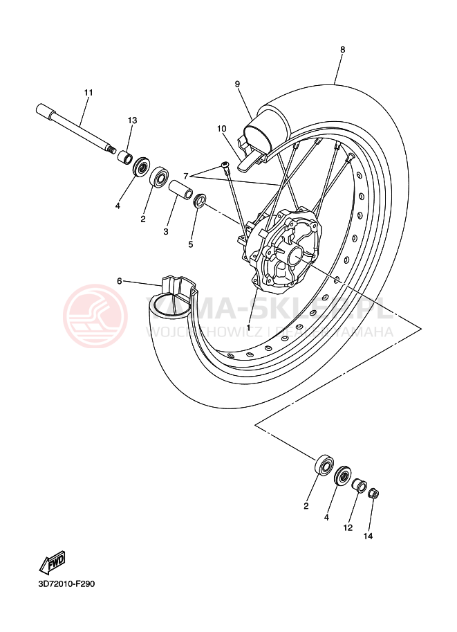 Schemat "Koło przód" do Yamaha WR250X