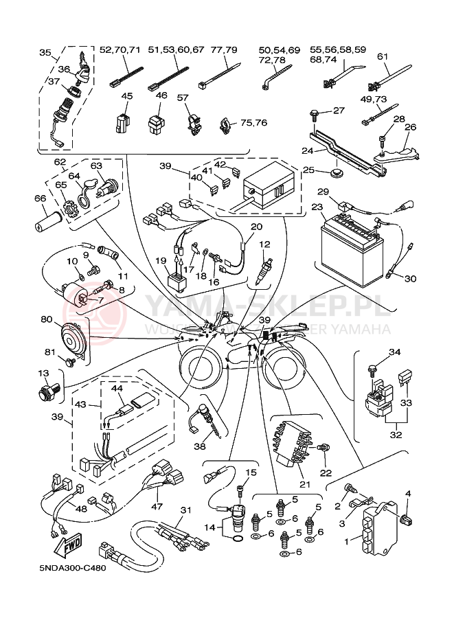 Schemat "układ elektryczny" do Yamaha KODIAK 4WD