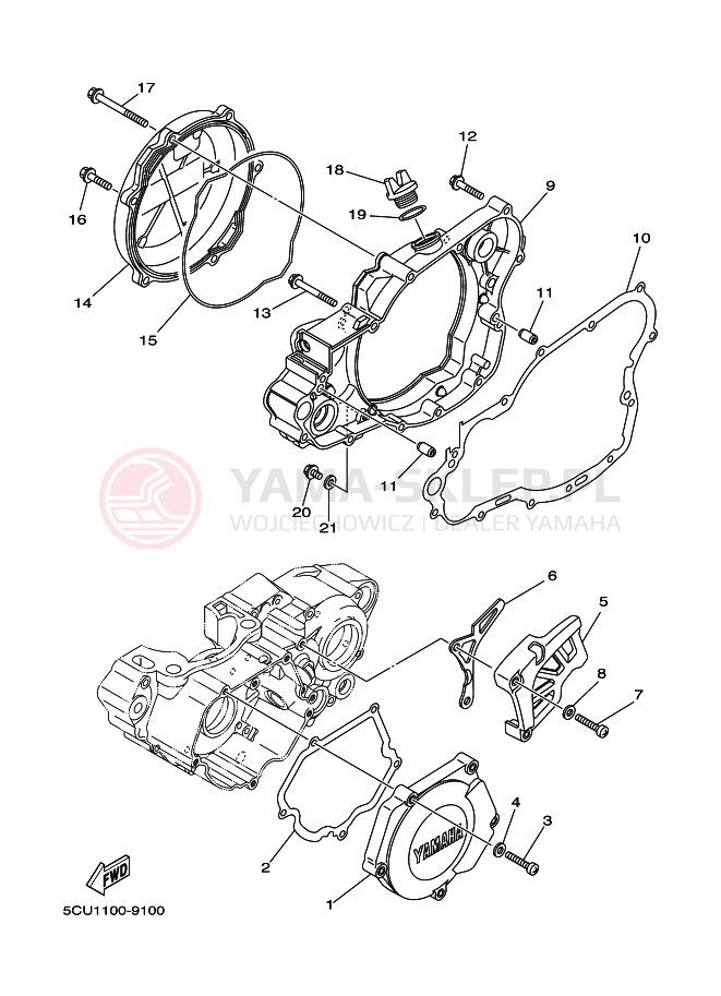 Schemat "Pokrywa silnika" do Yamaha YZ250