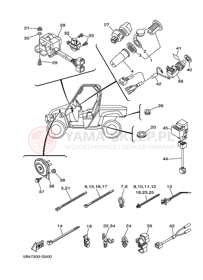 Schemat "układ elektryczny" do Yamaha RHINO 700 FI