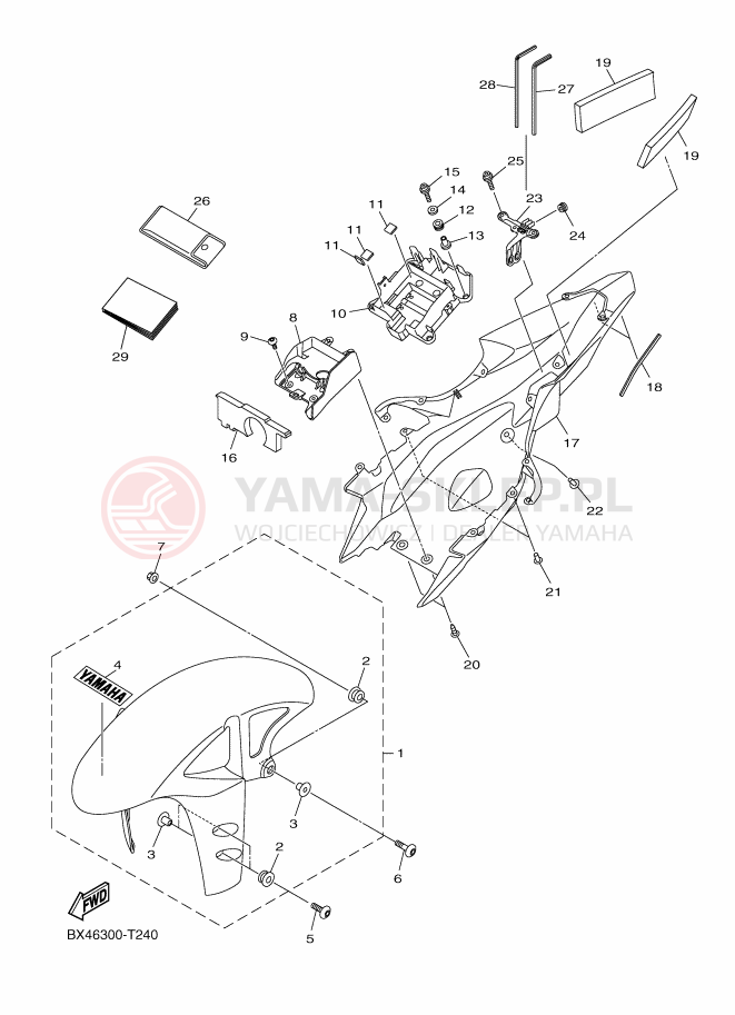 Schemat "błotnik" do Yamaha YZF-R1
