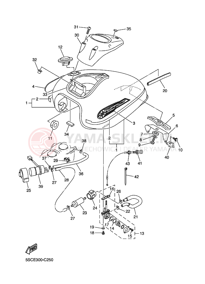 Schemat "zbiornik paliwa" do Yamaha XVS650A DRAGSTAR CLASSIC