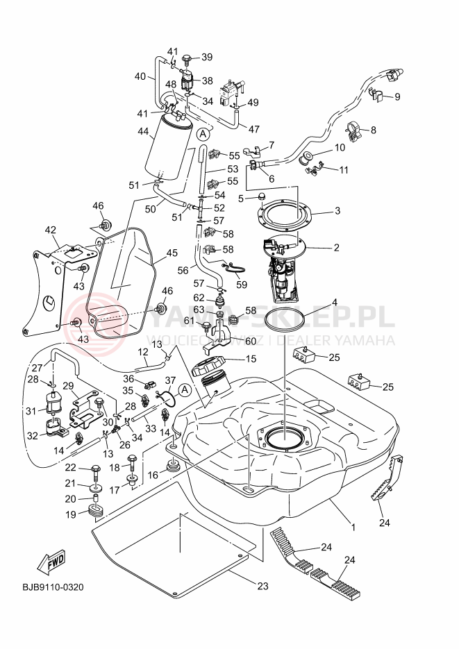Schemat "zbiornik paliwa" do Yamaha YXZ1000R