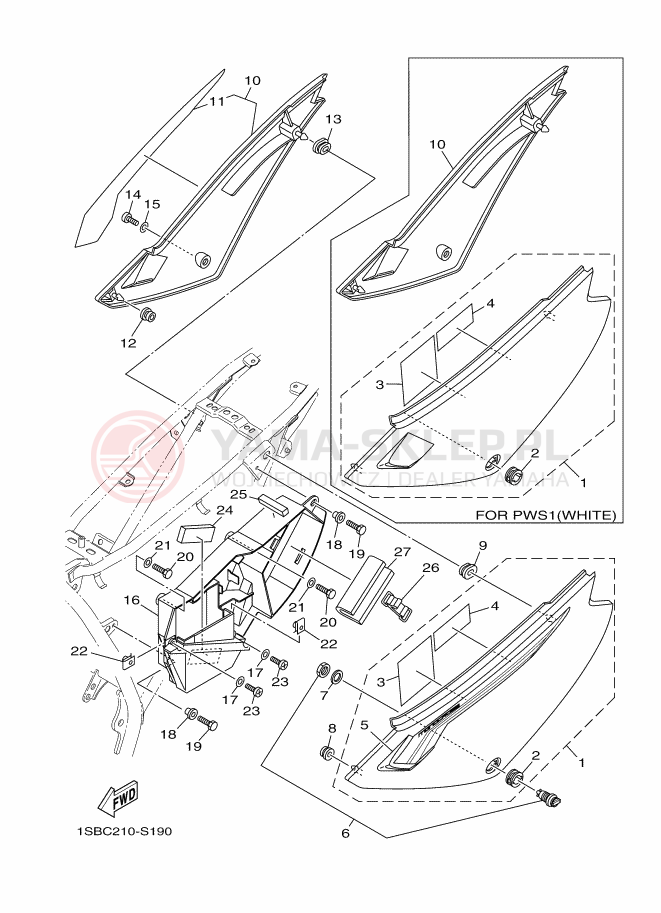 Schemat "Pokrywa boczna" do Yamaha XTZ125E