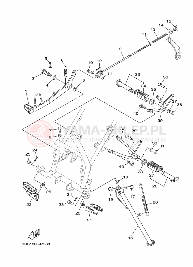 Schemat "Stopka postojowa i podnóżki" do Yamaha XTZ125E