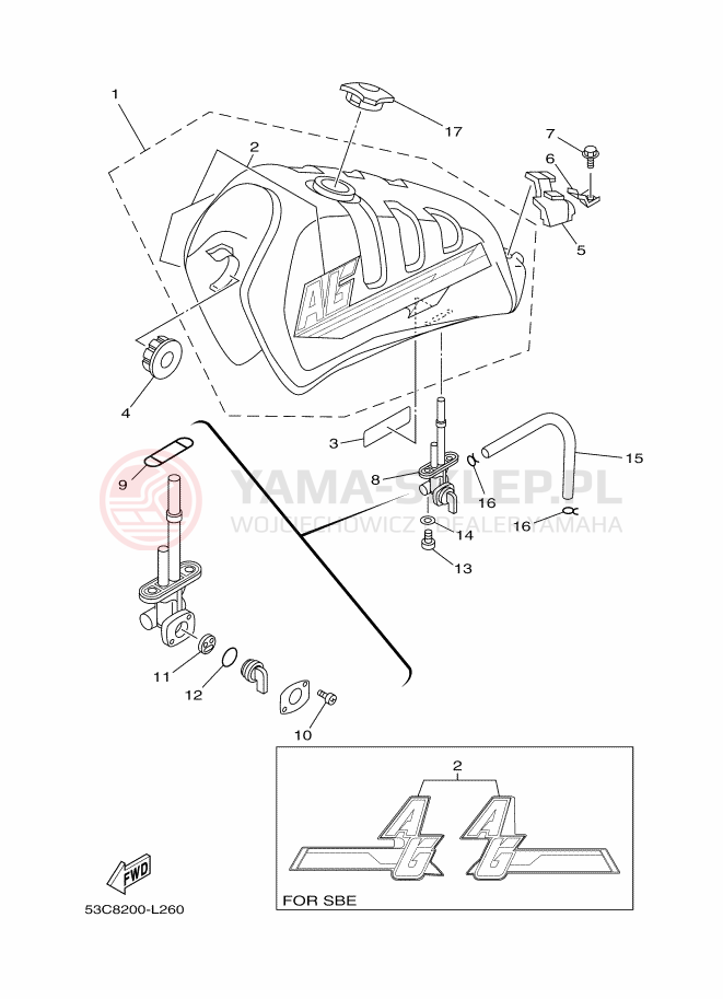 Schemat "zbiornik paliwa" do Yamaha AG200F
