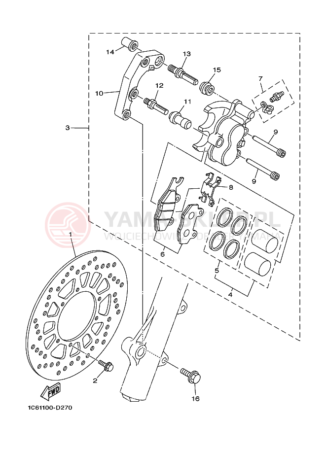 Schemat "Koło przód" do Yamaha TT-R230 TTR230V