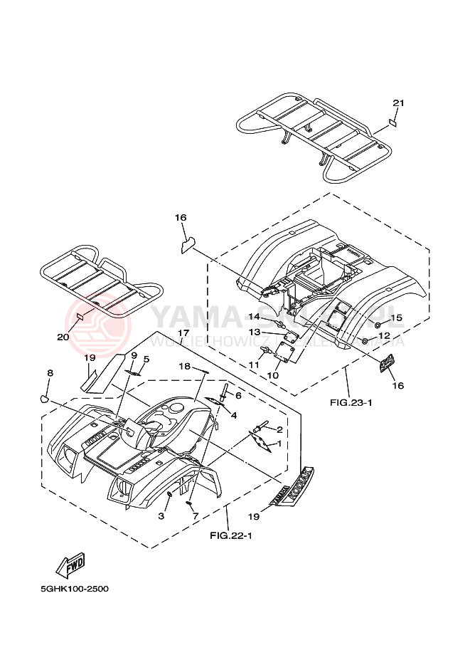 Schemat "naklejki" do Yamaha YFM400FWA