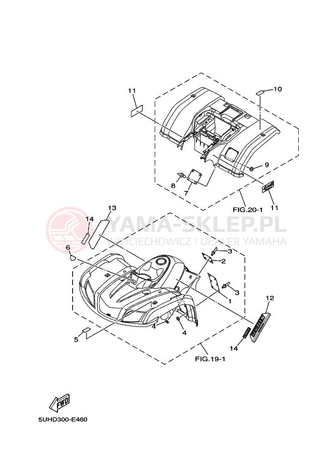 Schemat "naklejki" do Yamaha BRUIN 4WD
