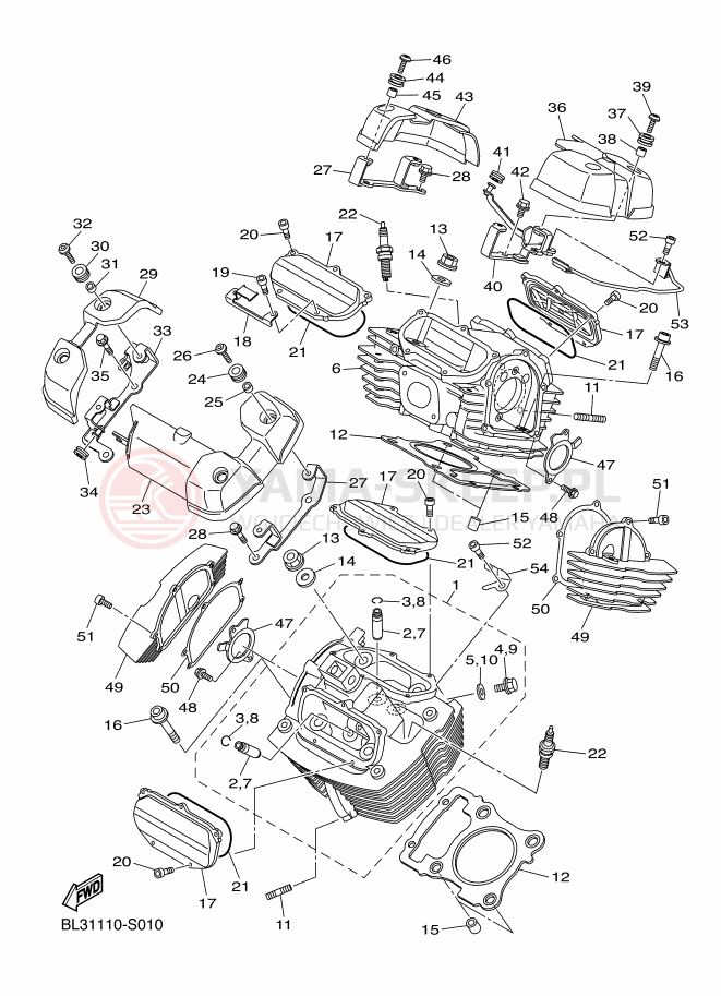 Schemat "głowica" do Yamaha SCR950