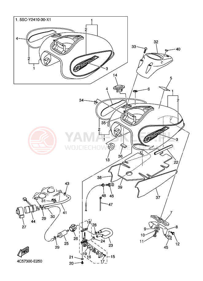 Schemat "zbiornik paliwa" do Yamaha XVS650A DRAGSTAR CLASSIC