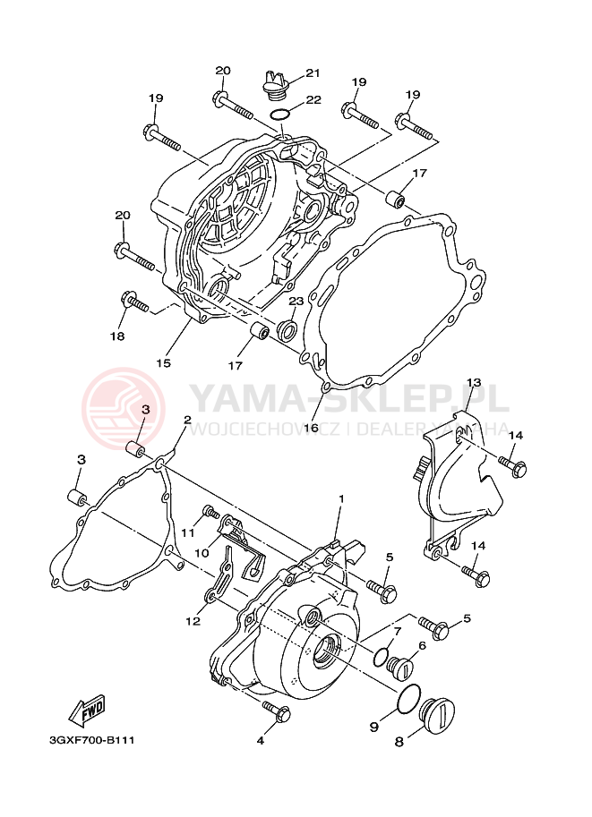 Schemat "Pokrywa silnika" do Yamaha AG200F