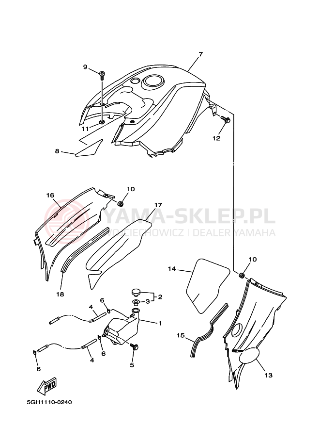 Schemat "Pokrywa boczna" do Yamaha YFM400FA
