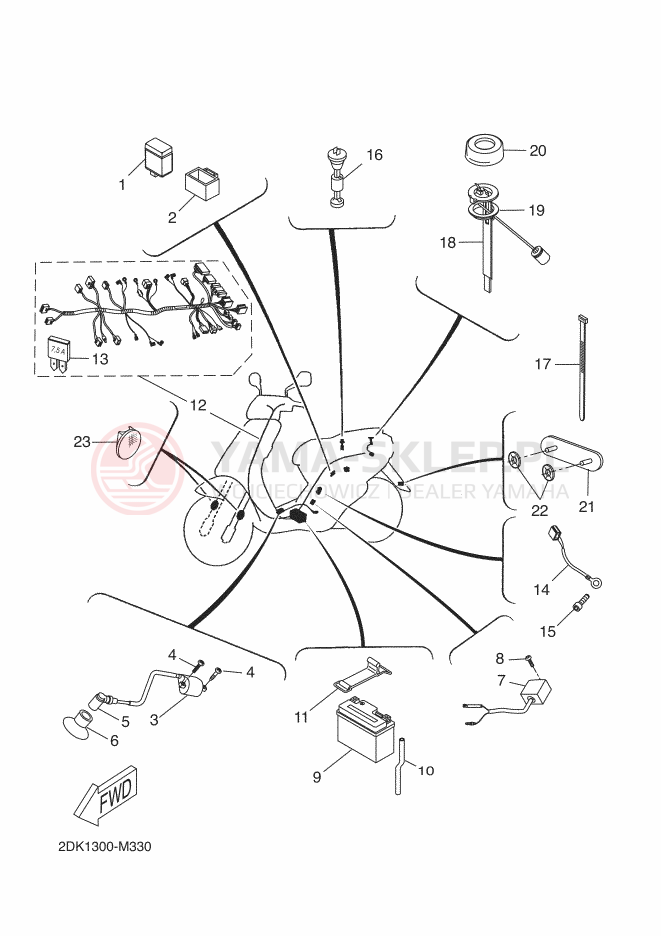 Schemat "układ elektryczny" do Yamaha YN50E