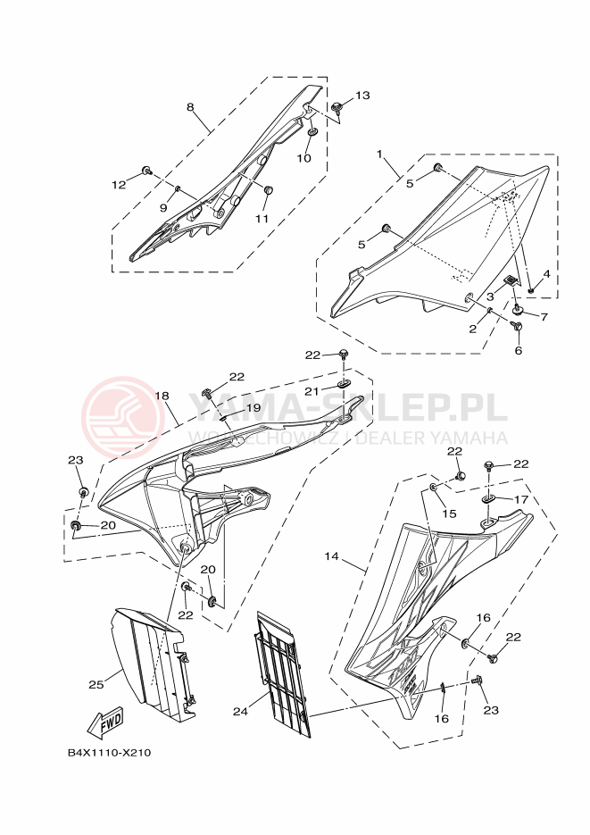Schemat "Pokrywa boczna" do Yamaha YZ125