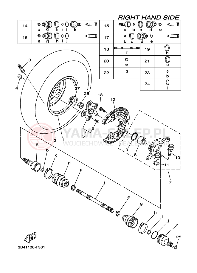 Schemat "Koło przód" do Yamaha GRIZZLY 700 FI