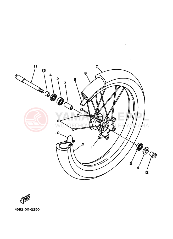 Schemat "Koło przód" do Yamaha YZ125