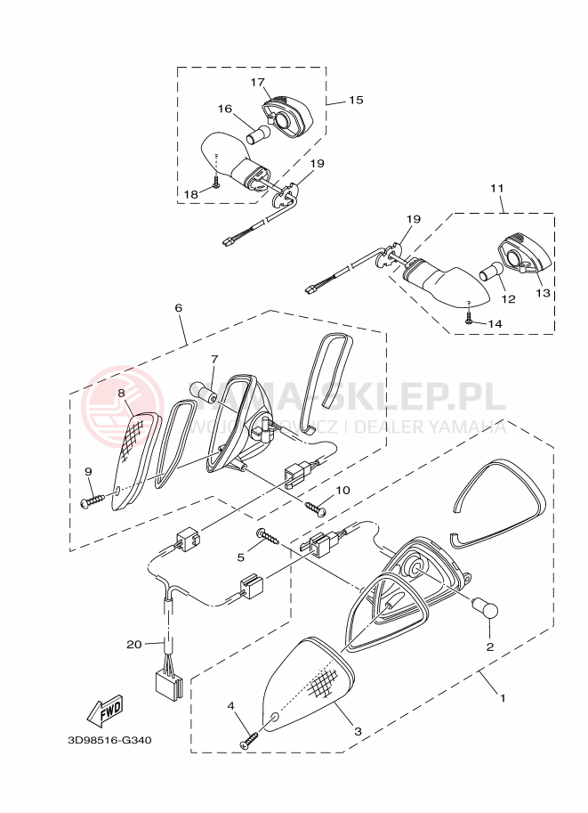 Schemat "kierunkowskazy" do Yamaha YBR125ESD