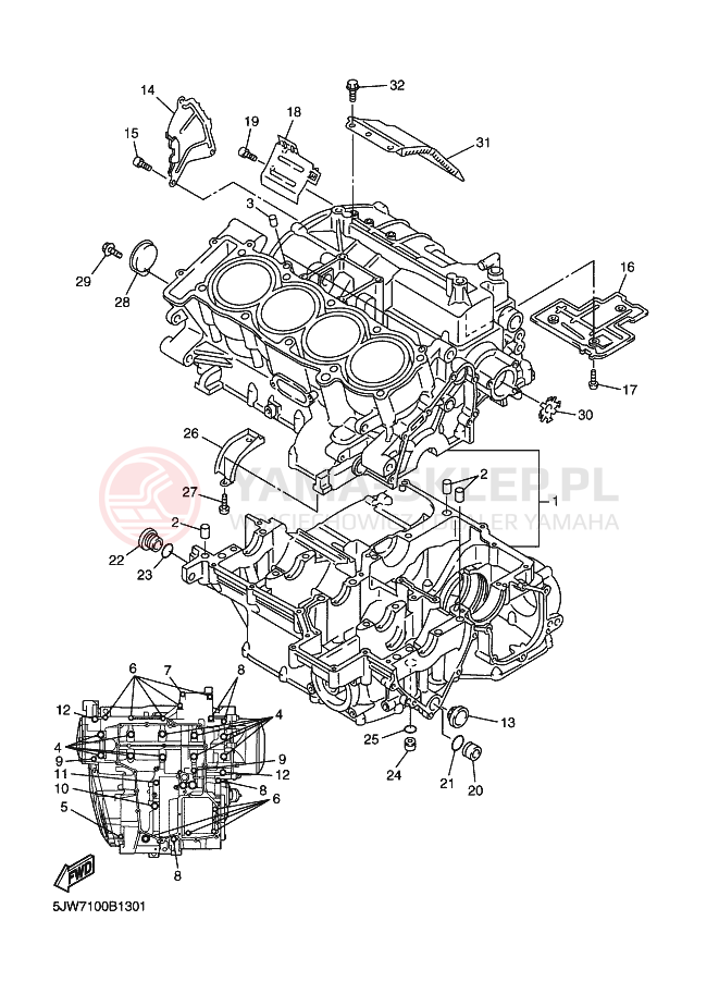 Schemat "Pokrywa silnika" do Yamaha FJR1300 FJR13R FJR