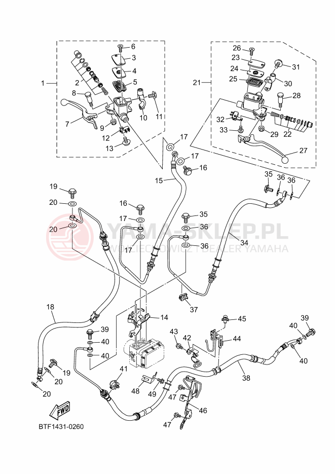 Schemat "Pompa hamulcowa przednia" do Yamaha NMAX 125 TECH MAX