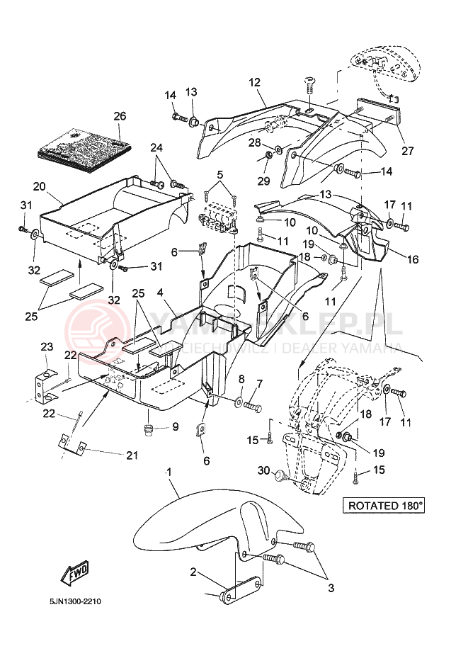 Schemat "błotnik" do Yamaha BT1100