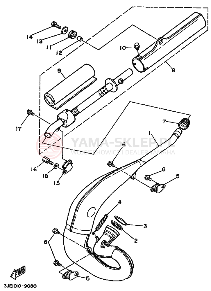 Schemat "Wydech końcowy" do Yamaha YZ250WR WIDE RATIO YZ250