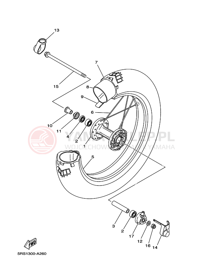 Schemat "Koło przód" do Yamaha TW125